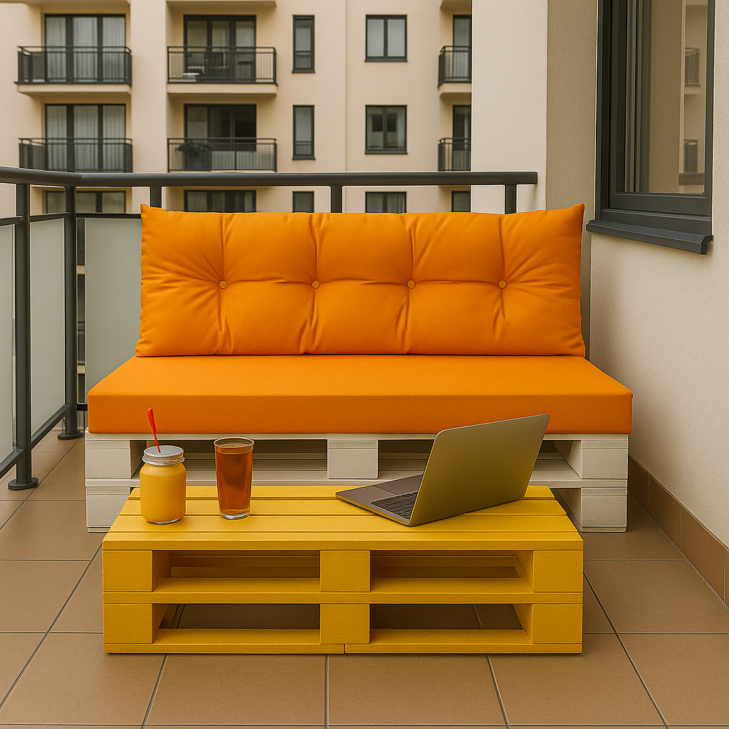 Set de coussins pour palettes 120x50 cm, housse d'assise amovible, coussins de dossier matelassés 120x50 cm Orange coussins confortables pour palettes - 5