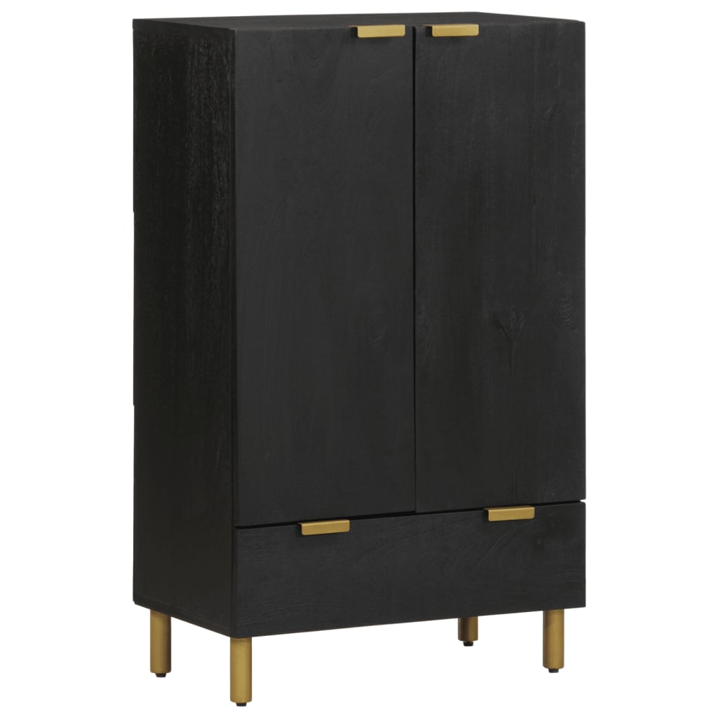 Aparador alto de madeira de engenharia preto 60x33x100 cm - COMFORTXL - 2