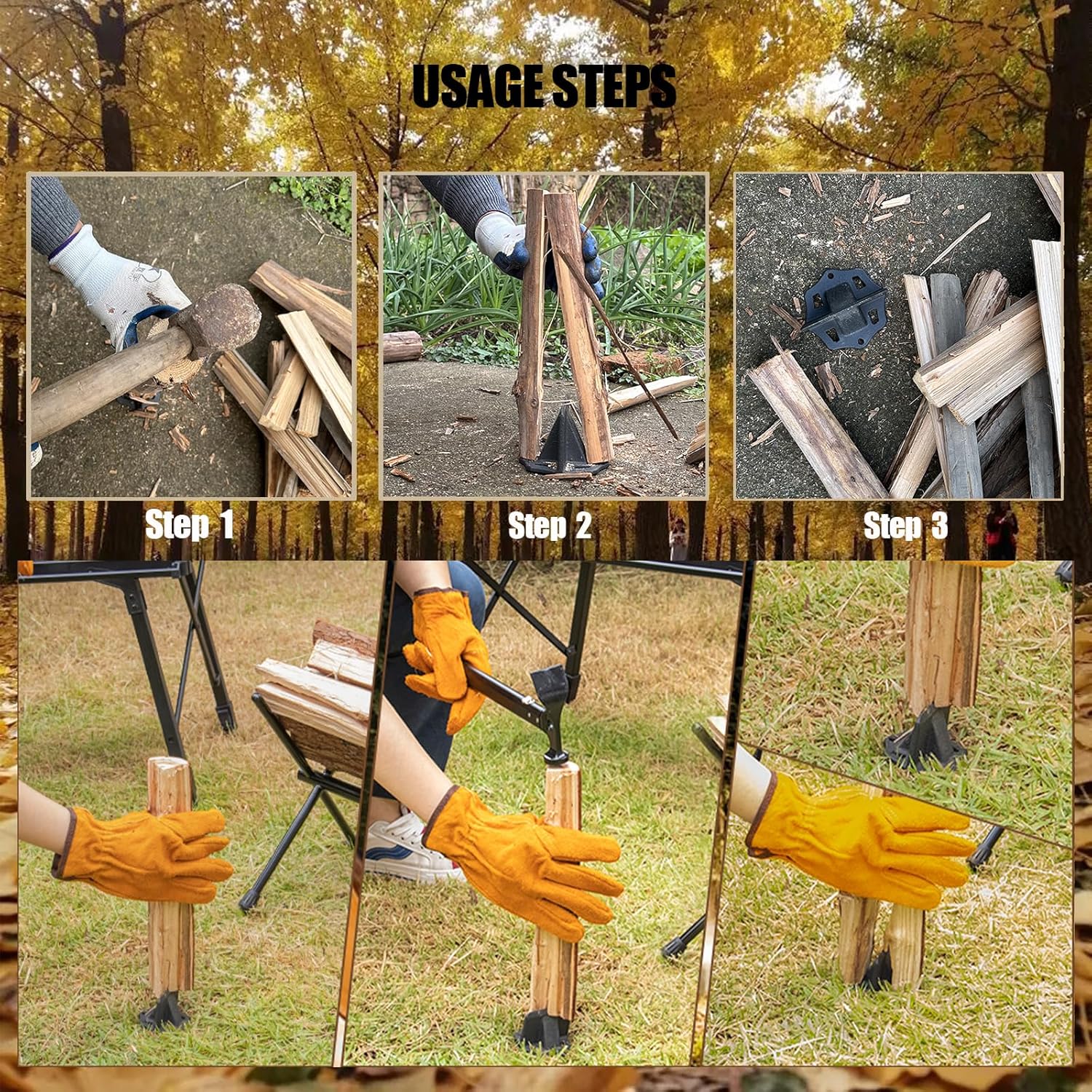 Support de fendage de bois de chauffage, outil de coin de fendage de bois de chauffage, fonte robuste, bonne portabilité - 3