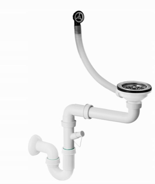 Silla Évier Cuisine à Encastrer en Granit 43,7cm x 75cm, 1 bac avec égouttoir + Kit de Vidage Blanc - 3