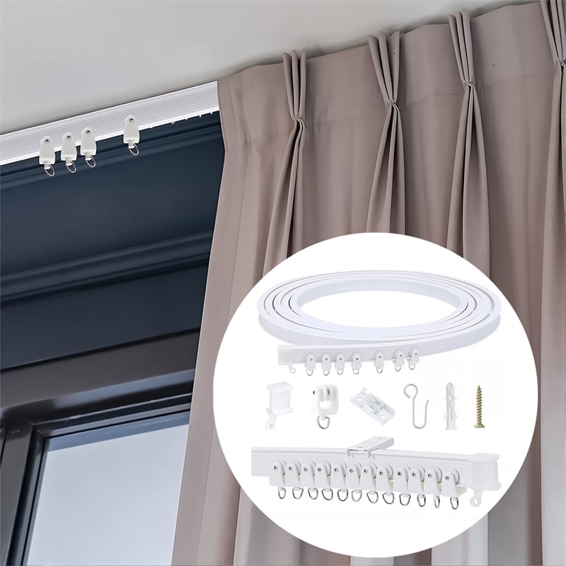 5-metrowy drążek na zasłony, ścianka działowa, elastyczny drążek na zasłony prysznicowe z haczykami wielofunkcyjnymi, uniwersalny