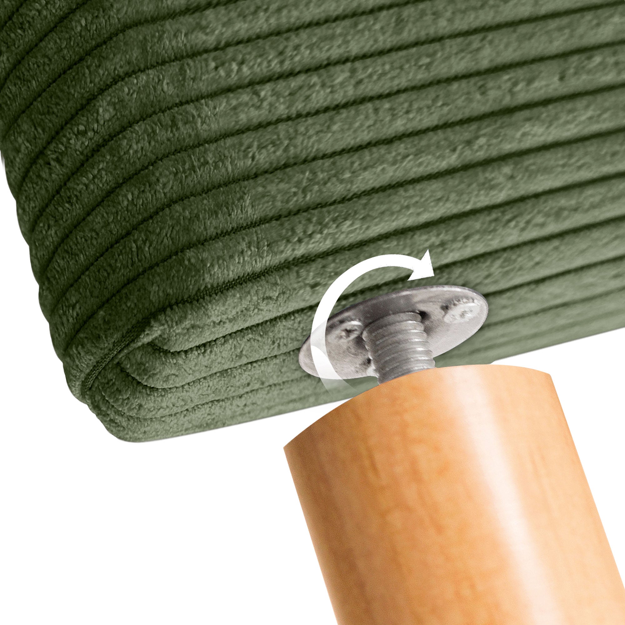 DHOME Tête de lit en Velours Côtelé Uni avec Pieds Haut de Gamme tête de Lit Rembourrée Moderne Lit Chambre de Luxe (Vert Jungle, 150x105cm) - 6