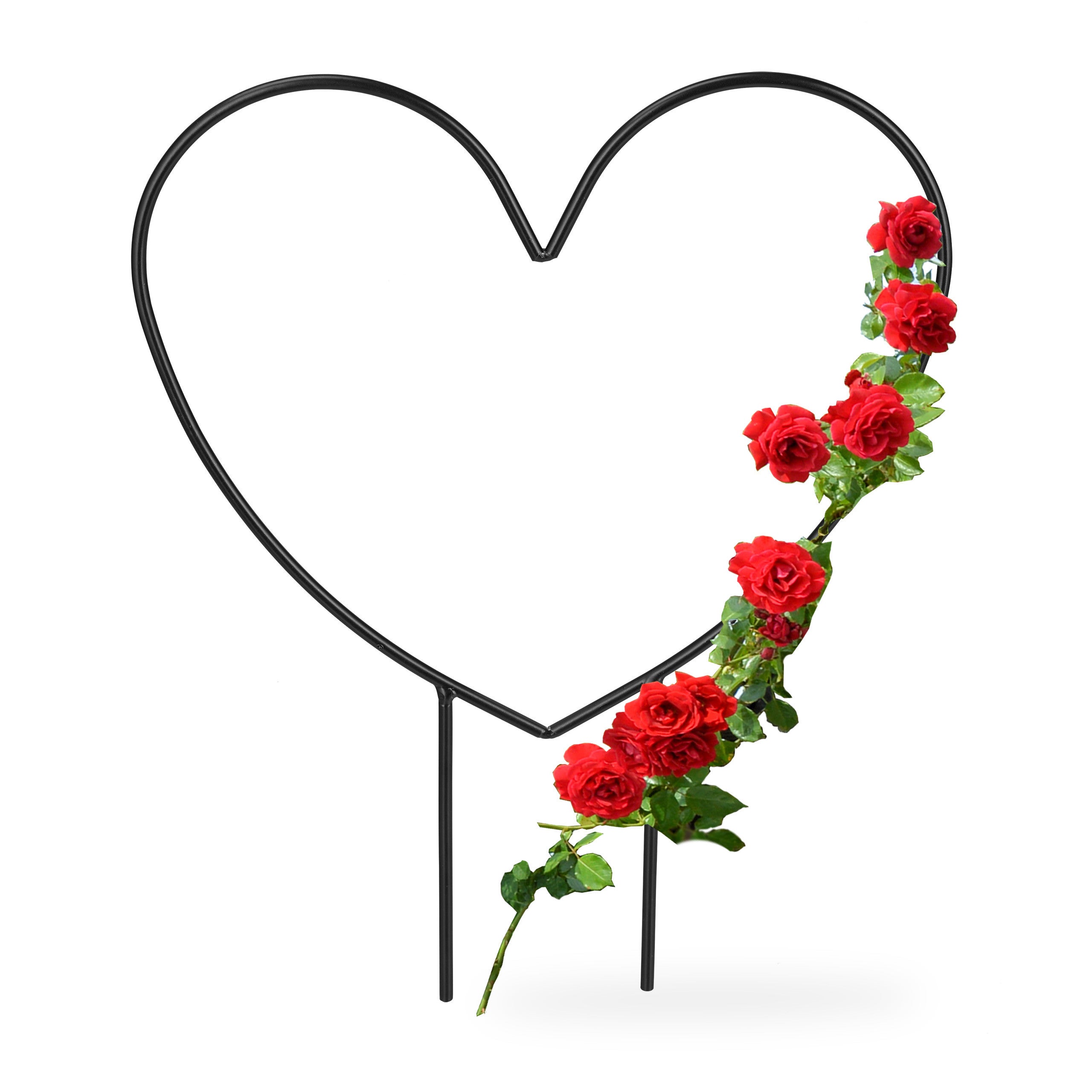 2x Supporto per Piante Rampicanti a Forma di Cuore, Sostegno per Rose, HLP: 32x25x0,5 cm, Giardino, Acciaio, Nero | Leroy Merlin