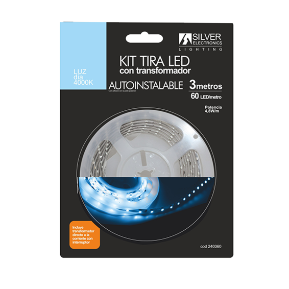 KIT Bande LED dimmable Silver Electronics 3m 4,8W/m 4.000K 255 lm/m ...