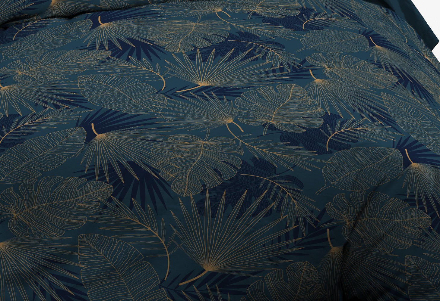 Housse de couette 220x240 + 2 taies - Pur coton 57 fils - Olinda bleu - 2