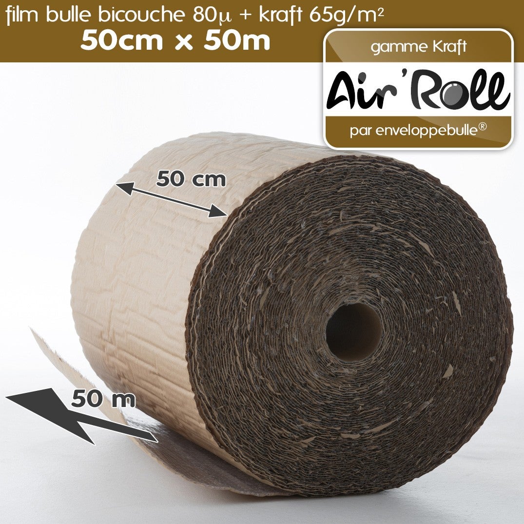 1 Rouleau de film bulle d'air largeur 50cm x longueur 50m - gamme Air'Roll KRAFT - 5