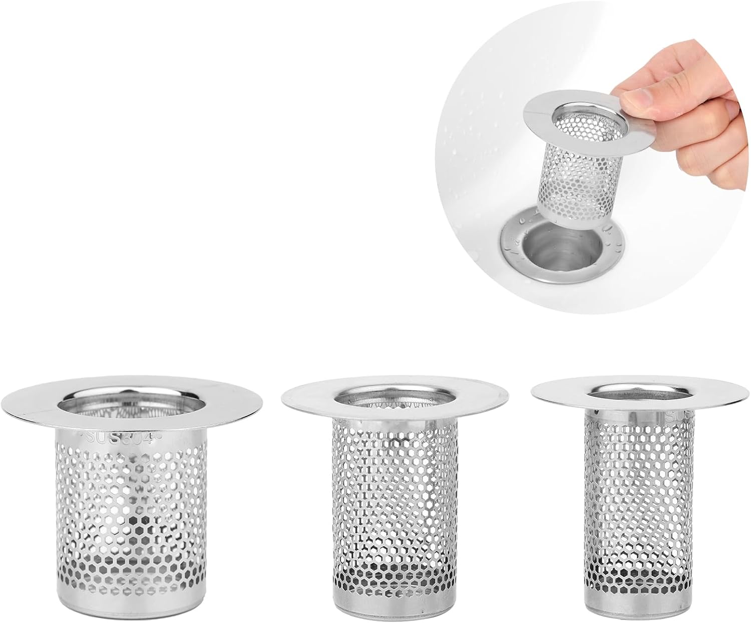 Filtre De Drainage En Acier Inox 304 Pour Douche/baignoire - Ramasse-cheveux, Anti-obstruction, Trous Fins