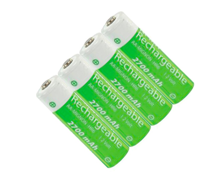 Piles Rechargeables Green Cell AA - 2600mAh, Lot De 2 - Faible Autodécharge, Prêtes à L'emploi