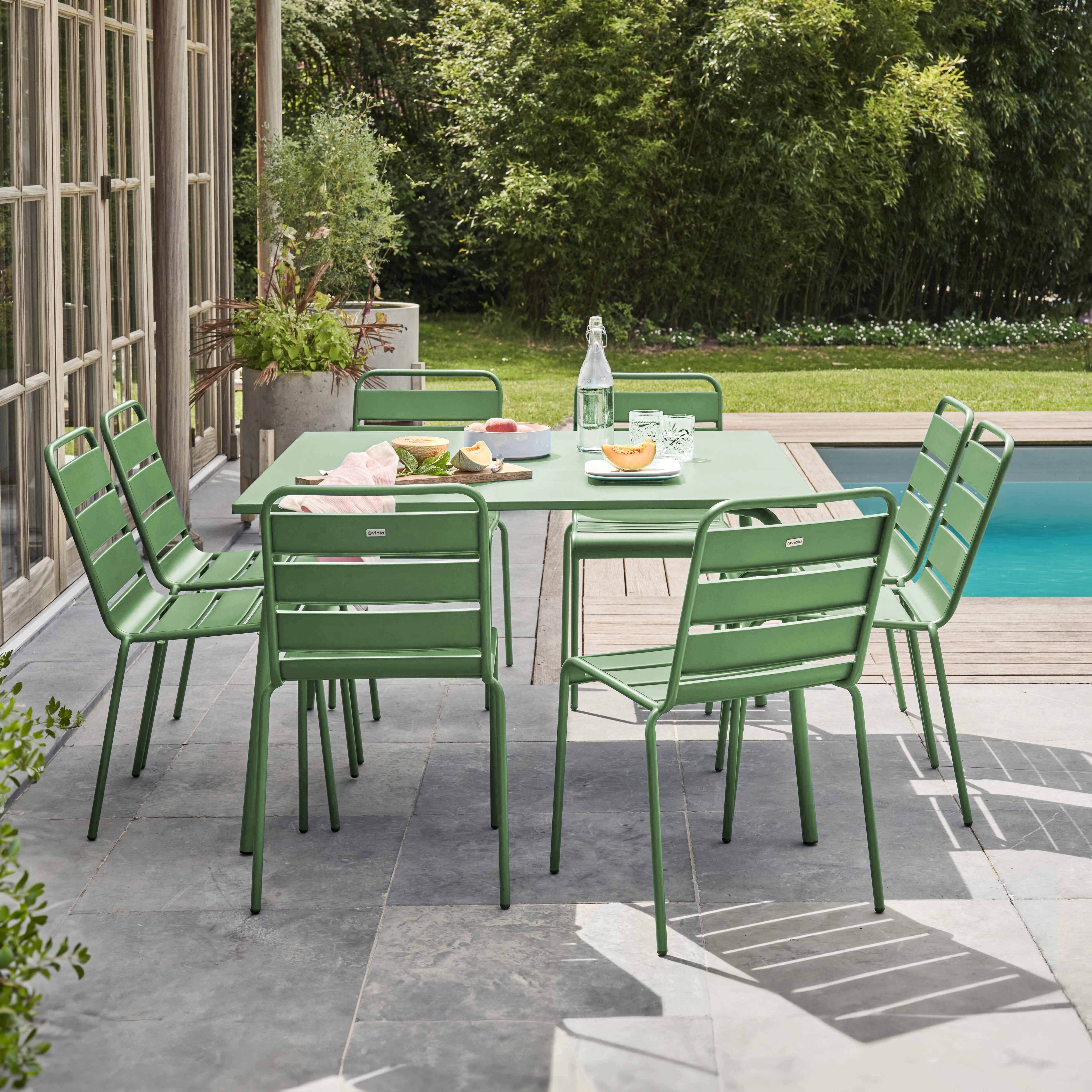 Table De Jardin Carrée Palavas En Métal - 70x70x72 Cm, Vert Cactus, Résistante Aux Intempéries - Pour Terrasse Ou Jardin - 8