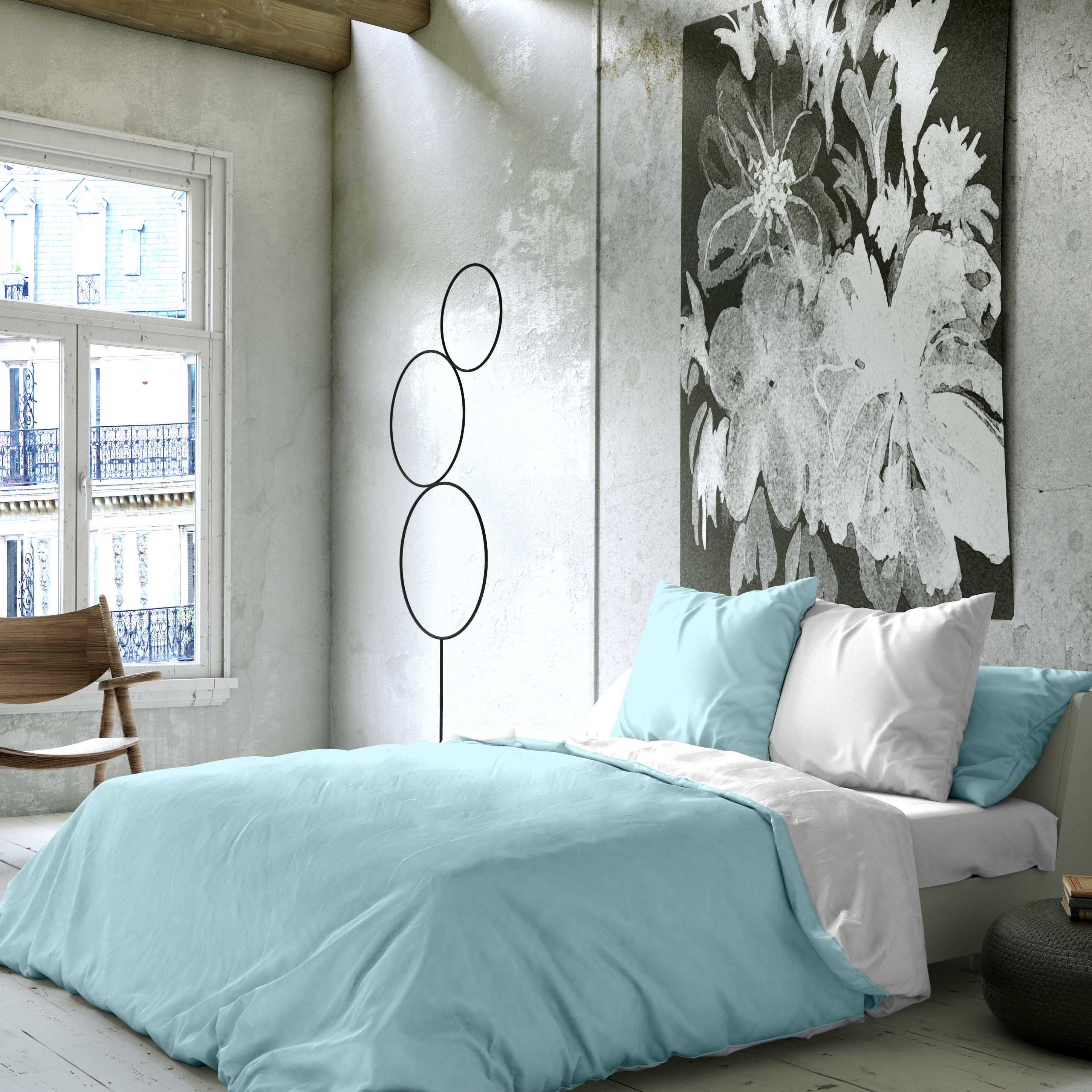 CAPA DE EDREDÃO BICOLOR REVERSÍVEL AZUL MARINHO 76 / BRANCO 100% ALGODÃO CAMA 135 - 3