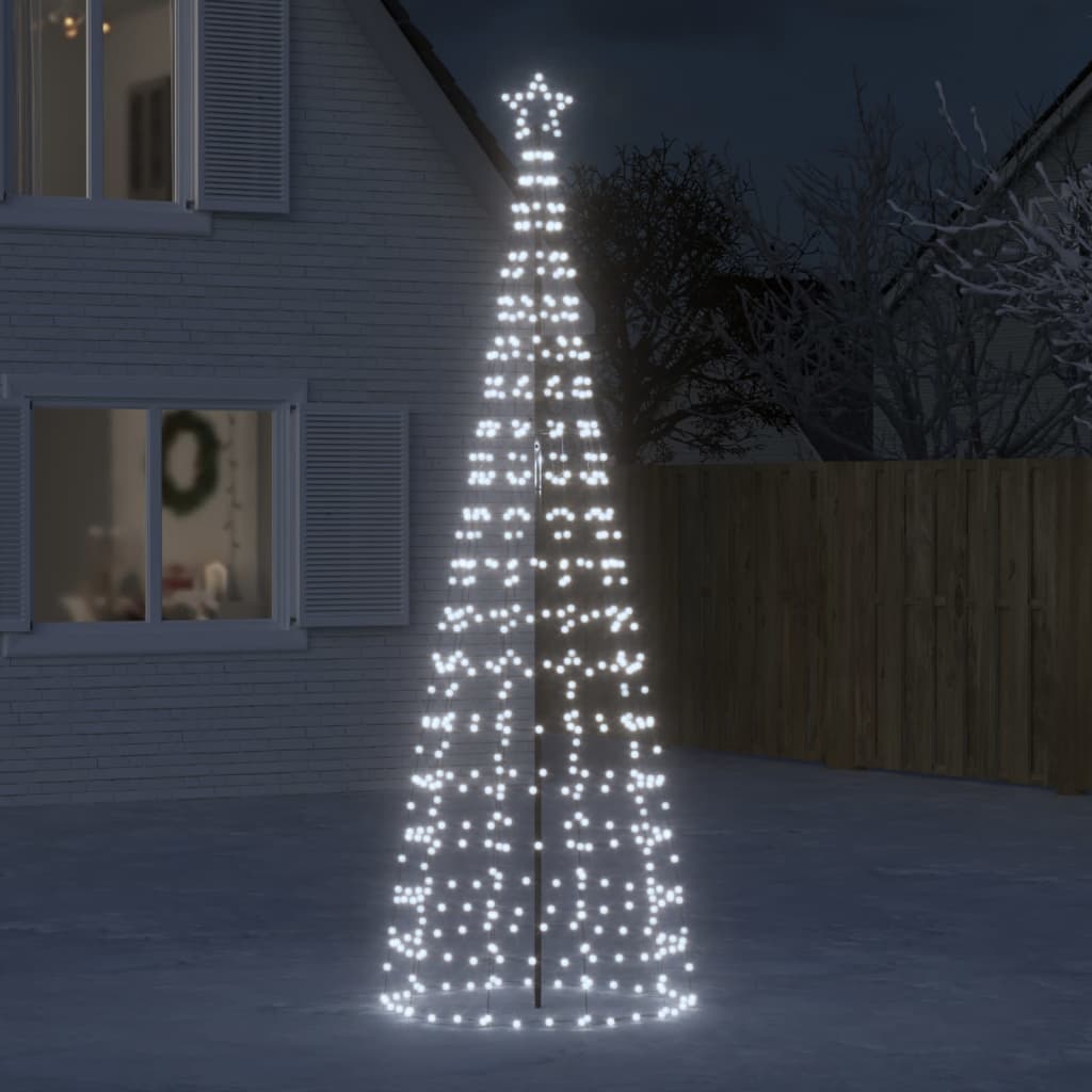 Sapin De Noël Extérieur 2m LED Blanc Froid 360 Lumières - Avec Étoile Et Contrôleur 8 Effets - Structure Métal - 7