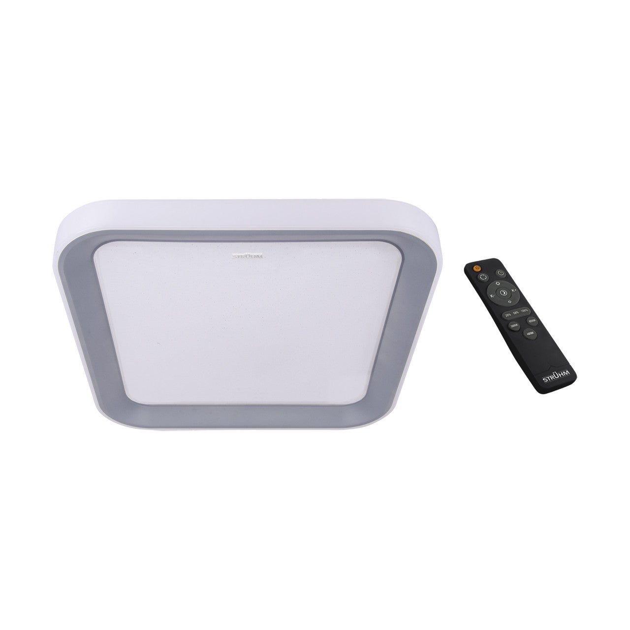 Plafon Ariel kwadratowy srebrno-biały LED 48W 3000K-6500K 3980lm z pilotem wym: 8 x 50,5 cm IP44 tworzywo sztuczne Struhm