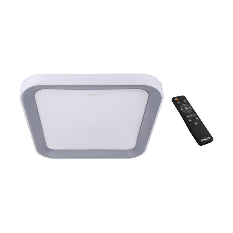 Plafon Ariel kwadratowy srebrno-biały LED 48W 3000K-6500K 3980lm z pilotem wym: 8 x 50,5 cm IP44 tworzywo sztuczne Struhm