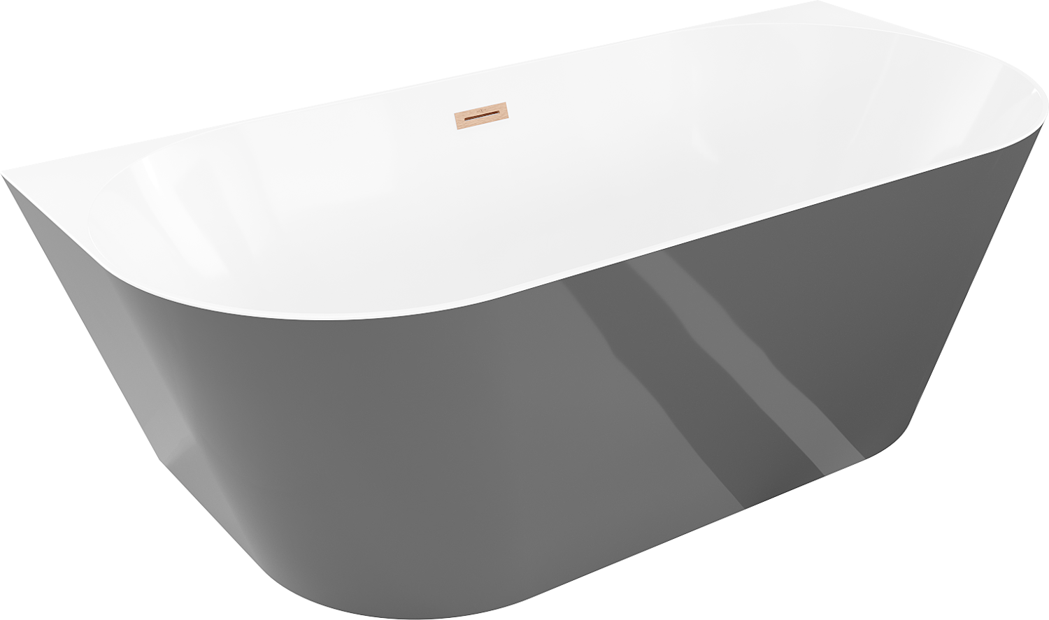 Mexen Oval Slim wanna wolnostojąca przyścienna 170 x 80 cm, biała/szara, przelew miedź szczotkowana - 52661708062-65