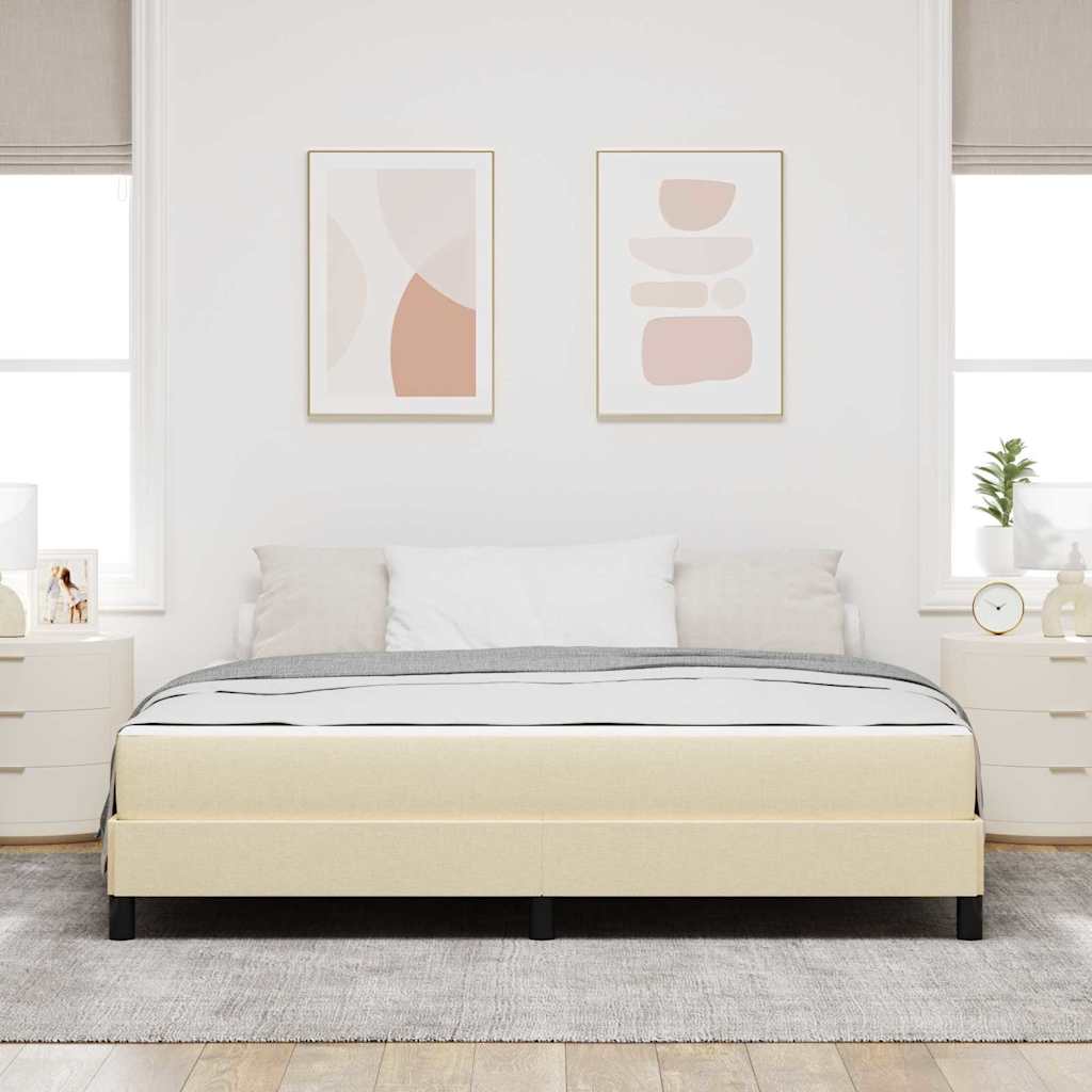 Cadre de lit avec matelas Crème 180 x 200 cm tissu - 5