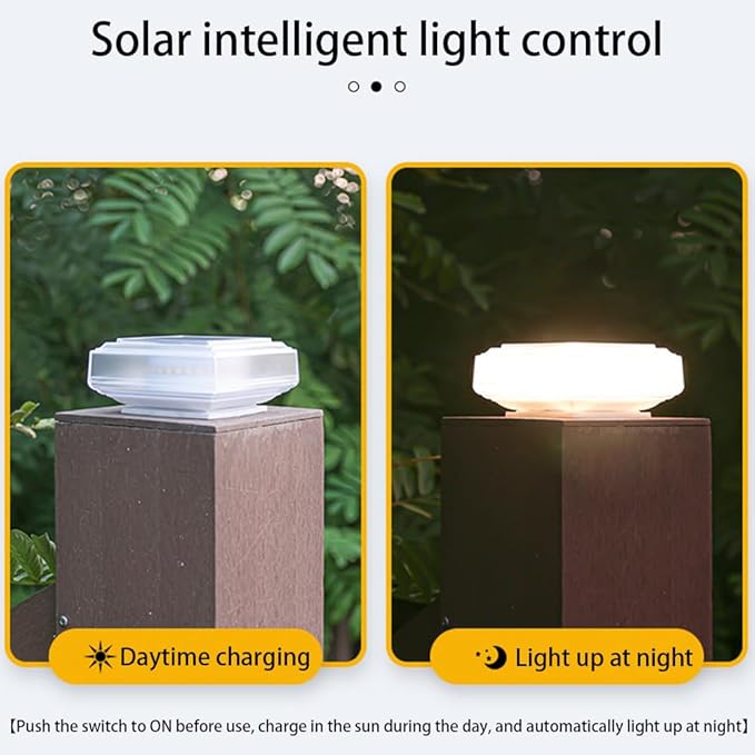 2 pcs luzes solares ao ar livre à prova dwaterproof água cerca luzes post luzes, 30 led deck pilar luz branco quente - 3