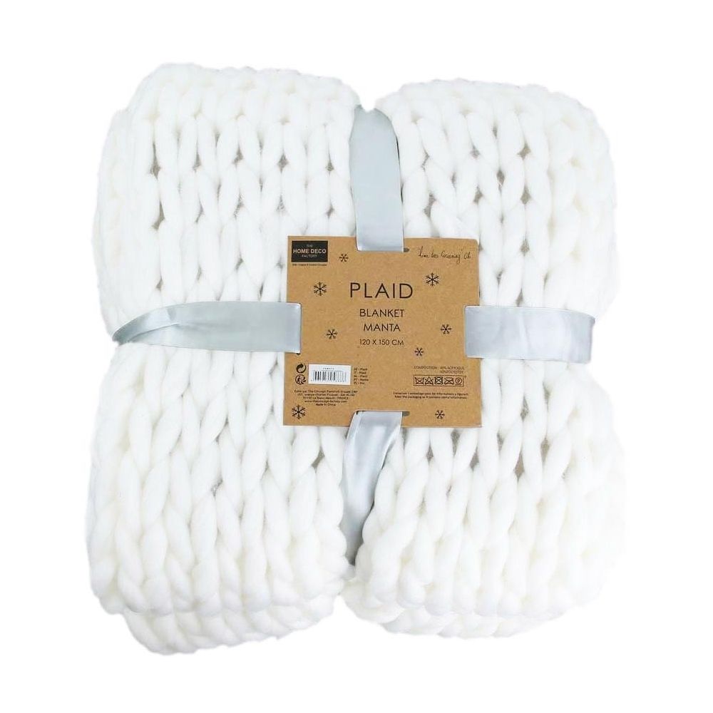 Plaid - HOME DECO FACTORY - Grosse Maille - Chunky - Beige - 5