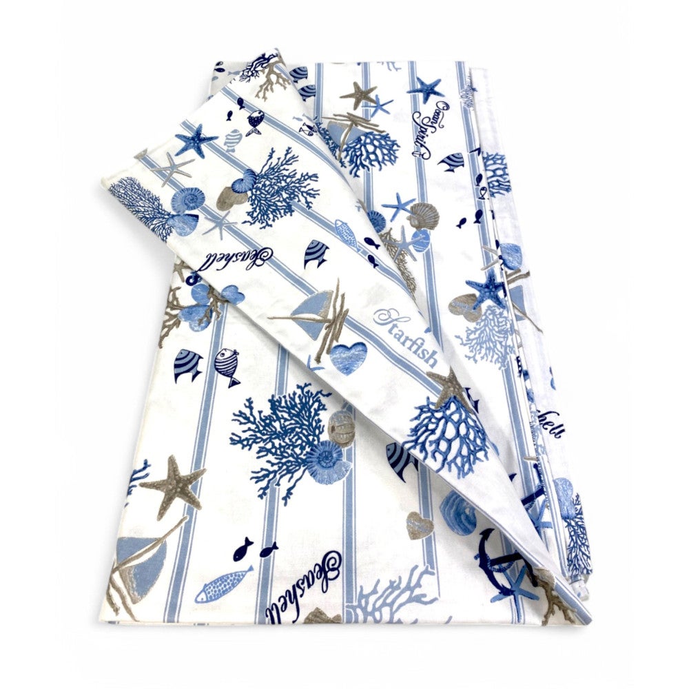 Tovaglia in Cotone Sissi Mare e Riga – Stile Marinaro – Made in Italy – Lavabile Cm. 140x180 x6 persone - 3