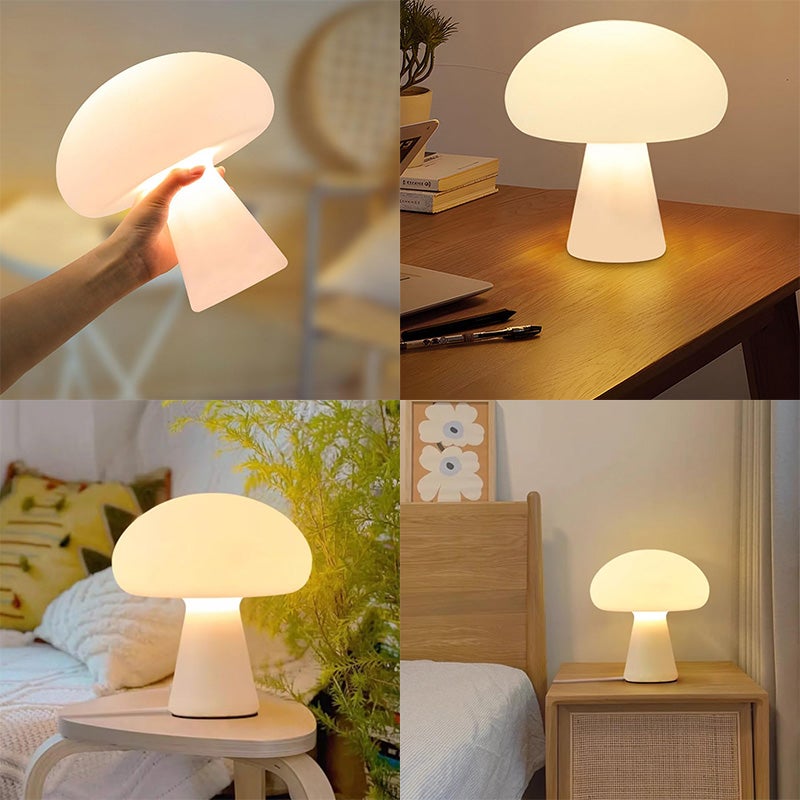 Lampe de chevet champignon sans fil, veilleuse champignon portable tricolore à intensité variable, rechargeable par USB - 4