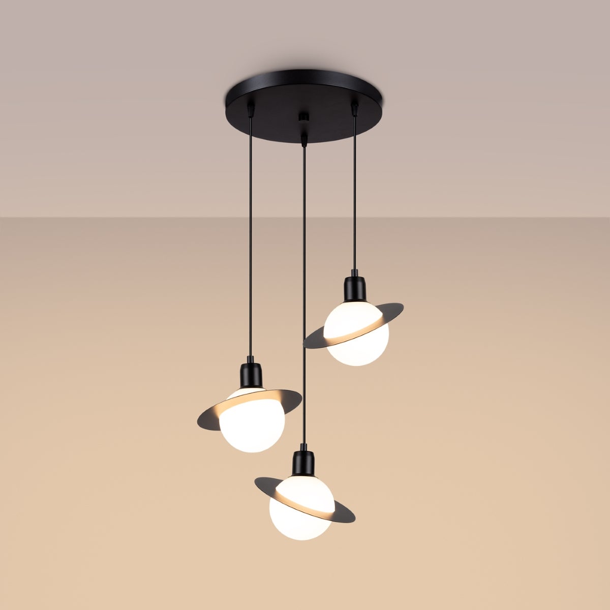 Lampa wisząca GLOXO 3P czarny LED 3000K - 32x32x120cm Sollux