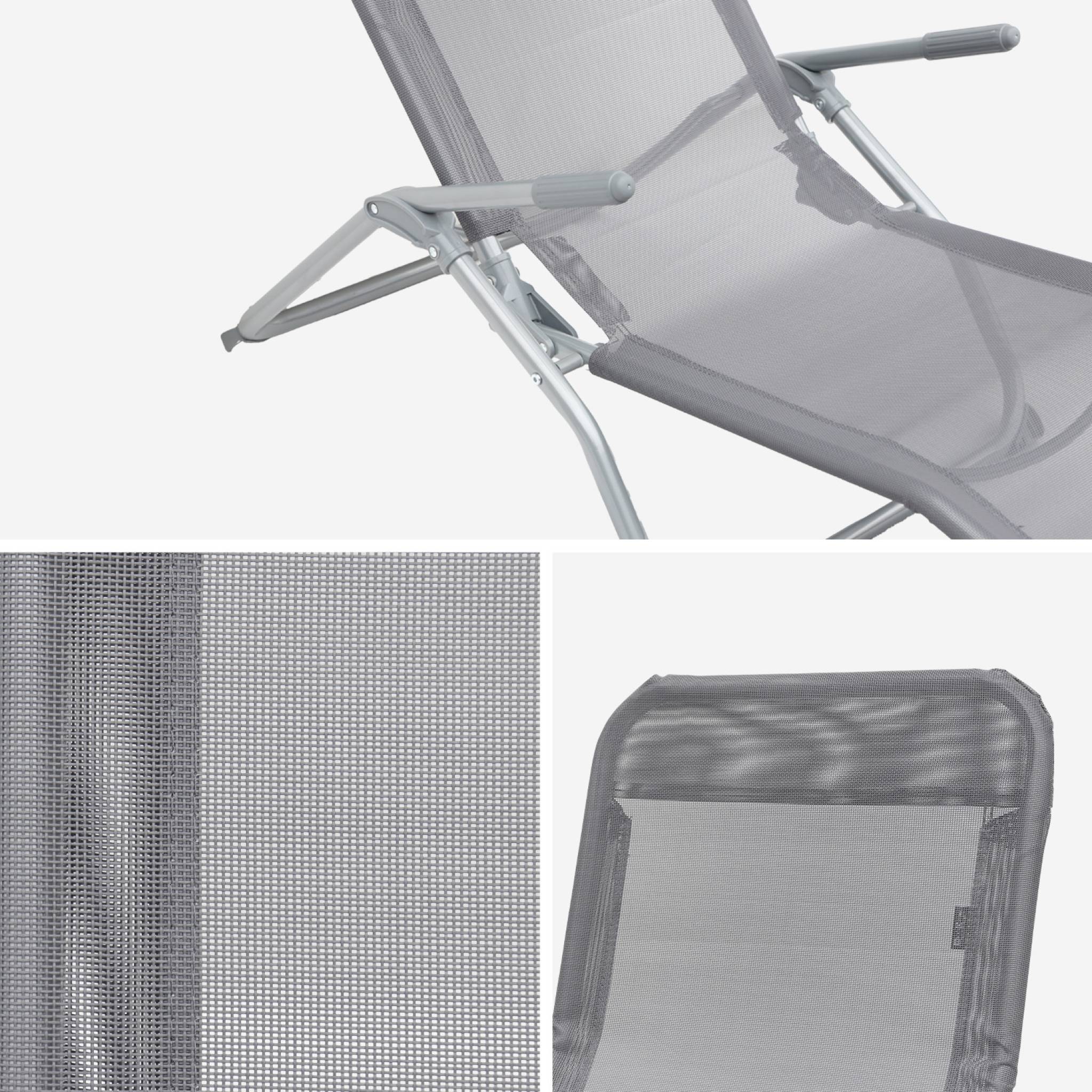 Tumbona plegable de textileno con 2 posiciones, set de 2 Antracita - 57x168x93 cm - 8