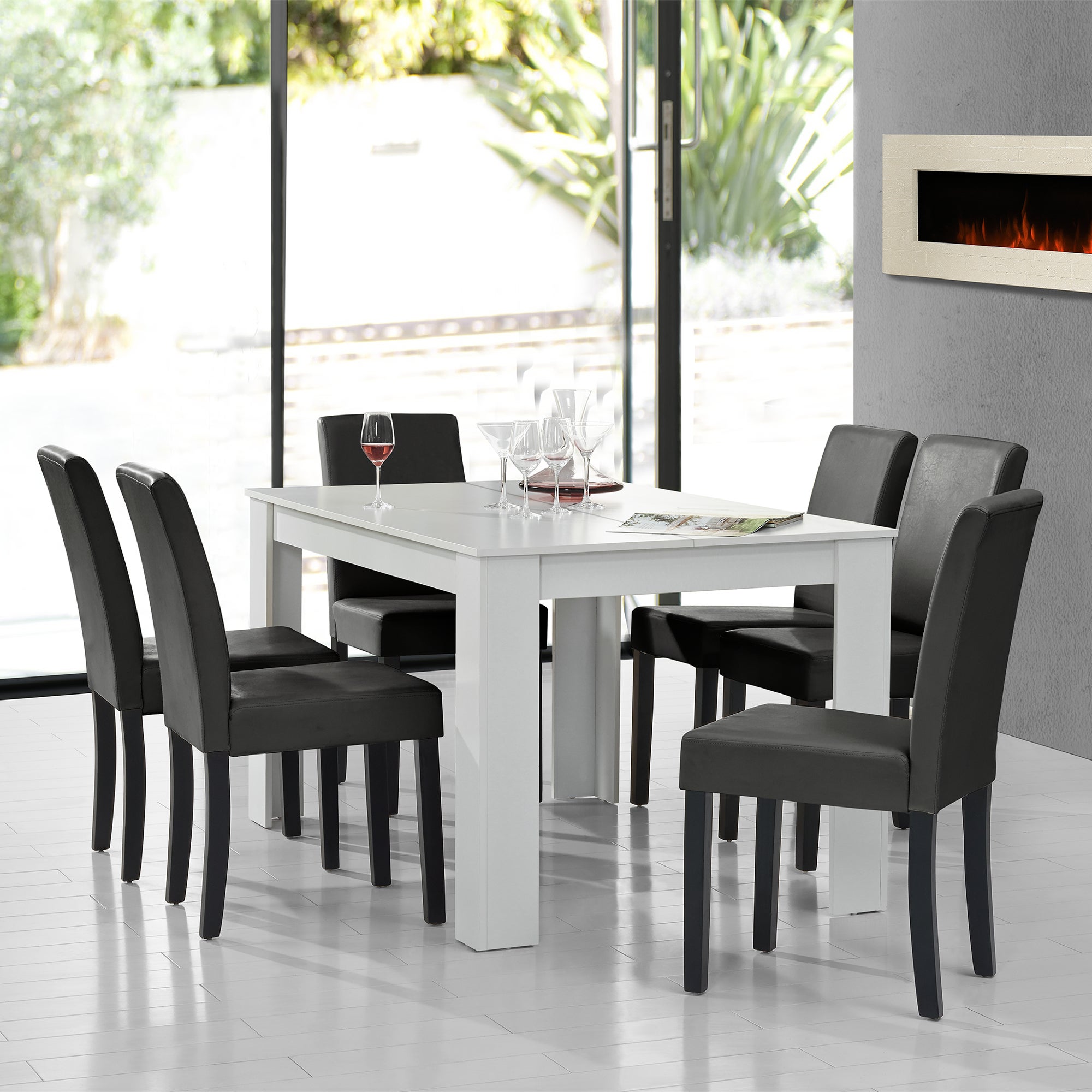 Versa Amaia Table à manger pour Cuisine, Terrasse, Jardin ou Salle à manger, Blanc, 76x80x140cm | Leroy Merlin
