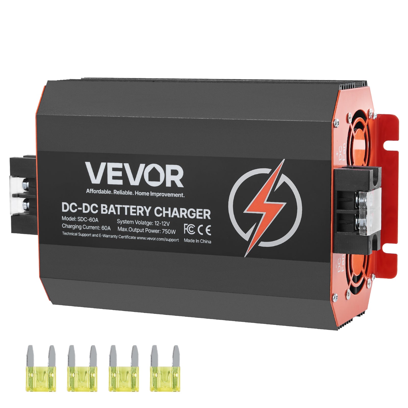 Ładowarka 12 V 60 A DC/DC 750 W Kwasowo-ołowiowe Litowo-AGM ŻELOWE/Mokre VEVOR