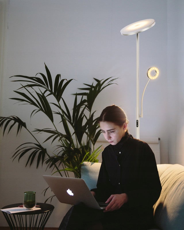 Amdelne Lampadaire LED, 30W+5W 2500LM, dimmable et couleur réglable 3000K-6000K, avec télécommande magnétique Nickel - 2