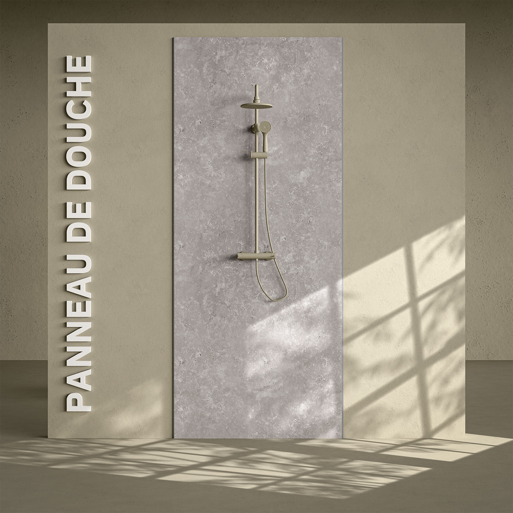 Panneau Douche PVC Béton - L. 240 x l. 100 x ép. 1 cm | Leroy Merlin