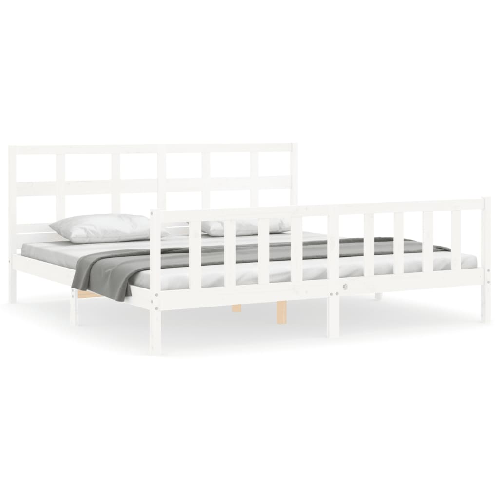 Maison Exclusive - Cama sem colchão 200x200 cm madeira de pinho maciça branco - 2