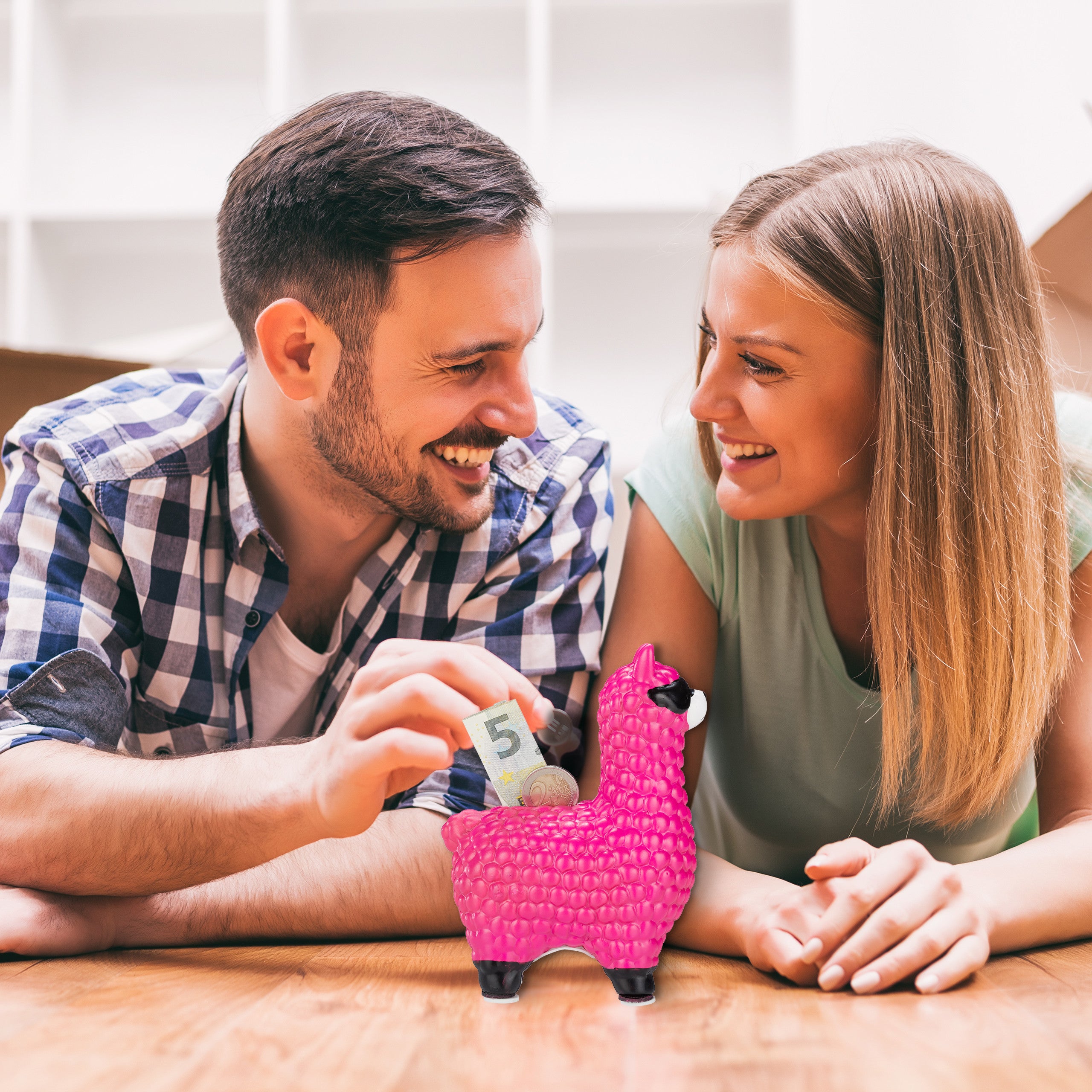 Set da 4 Salvadanai a Forma di Lama, Occhiali da Sole, Contenitori Porta Soldi, Ceramica, 15,5x11x6 cm, Fucsia - 3