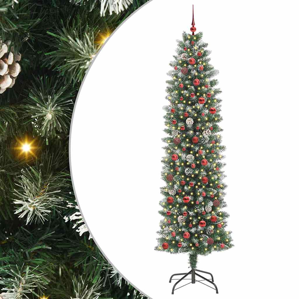 Sztuczne smukłe drzewo bożonarodzeniowe Zielono-biały 240 cm