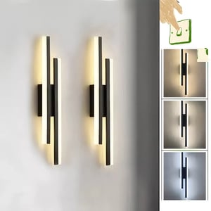 OOWOLF Pack 2 Appliques Murales LED - Température Couleur Réglable 3000K/4500K/6000K Chambre Salon