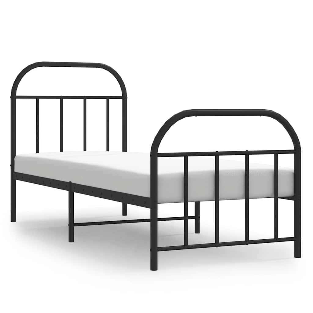 Łóżko Metalowe Rama Łóżka Ze Stelażem Do Pokoju Sypialni Czarna 75x190 cm