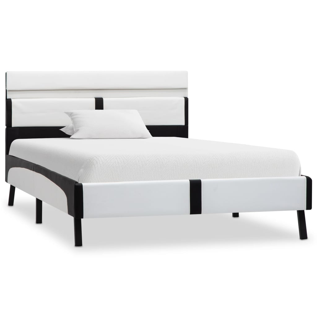 Maison Exclusive - Estrutura cama c/ LED 90x200 cm couro artificial branco e preto - 2