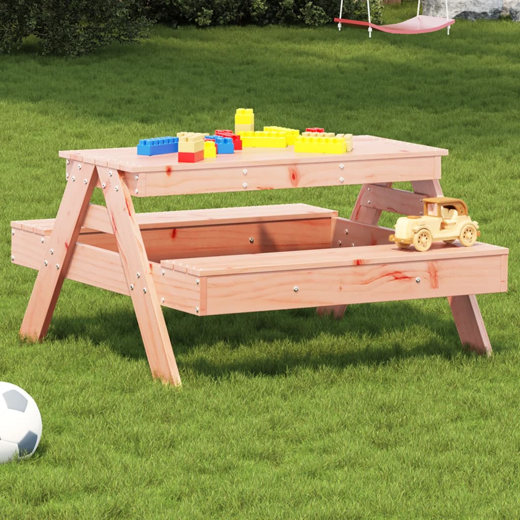 Table De Jardin Enfants Outsunny - 4 Places Avec 2 Bancs - Bois Massif 89x79x50cm