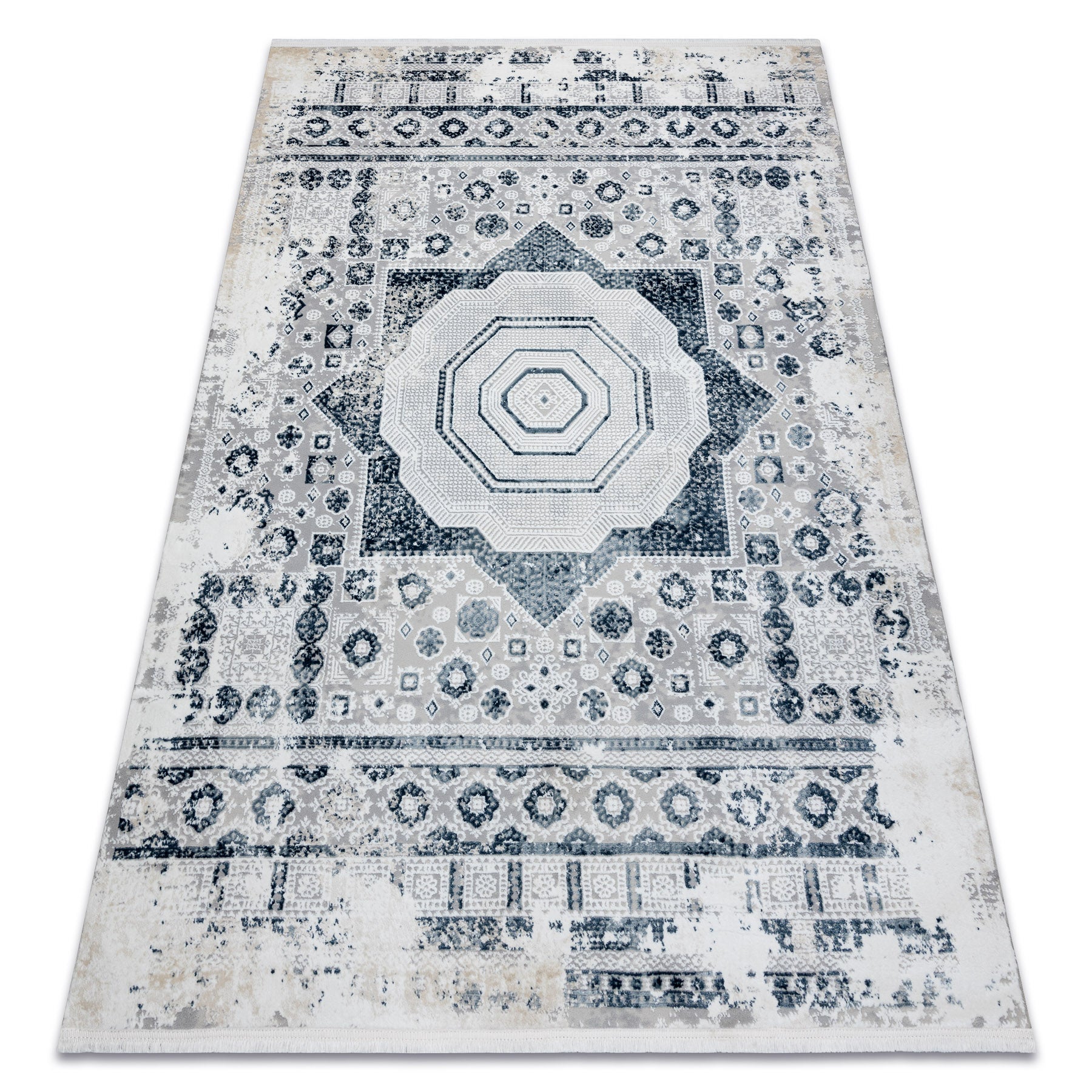 Grand Tapis Moderne Tissé 3D 160x210 Cm - Gris/rose, Motif à Carreaux, Neuf