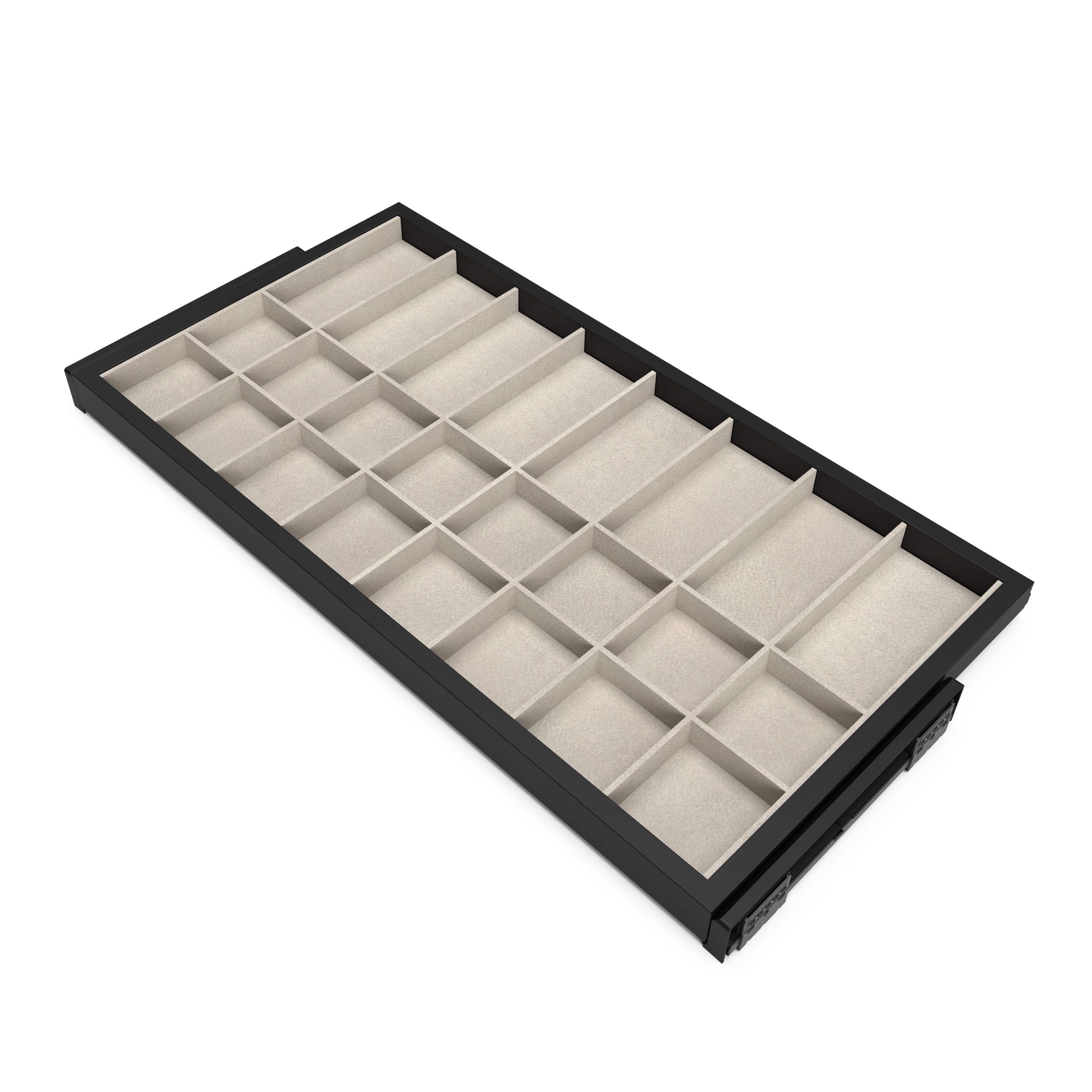 Emuca Komplet szuflad organiser i rama prowadnic Soft Close do szaf, regulowana, moduł 900 mm, Czarny teksturowany i Kamiennoszary