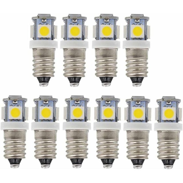 10 szt. E10 6V Żarówki LED 5SMD o barwie zimnej bieli 0,5 W 50LM Lampy (Zimna Biel)