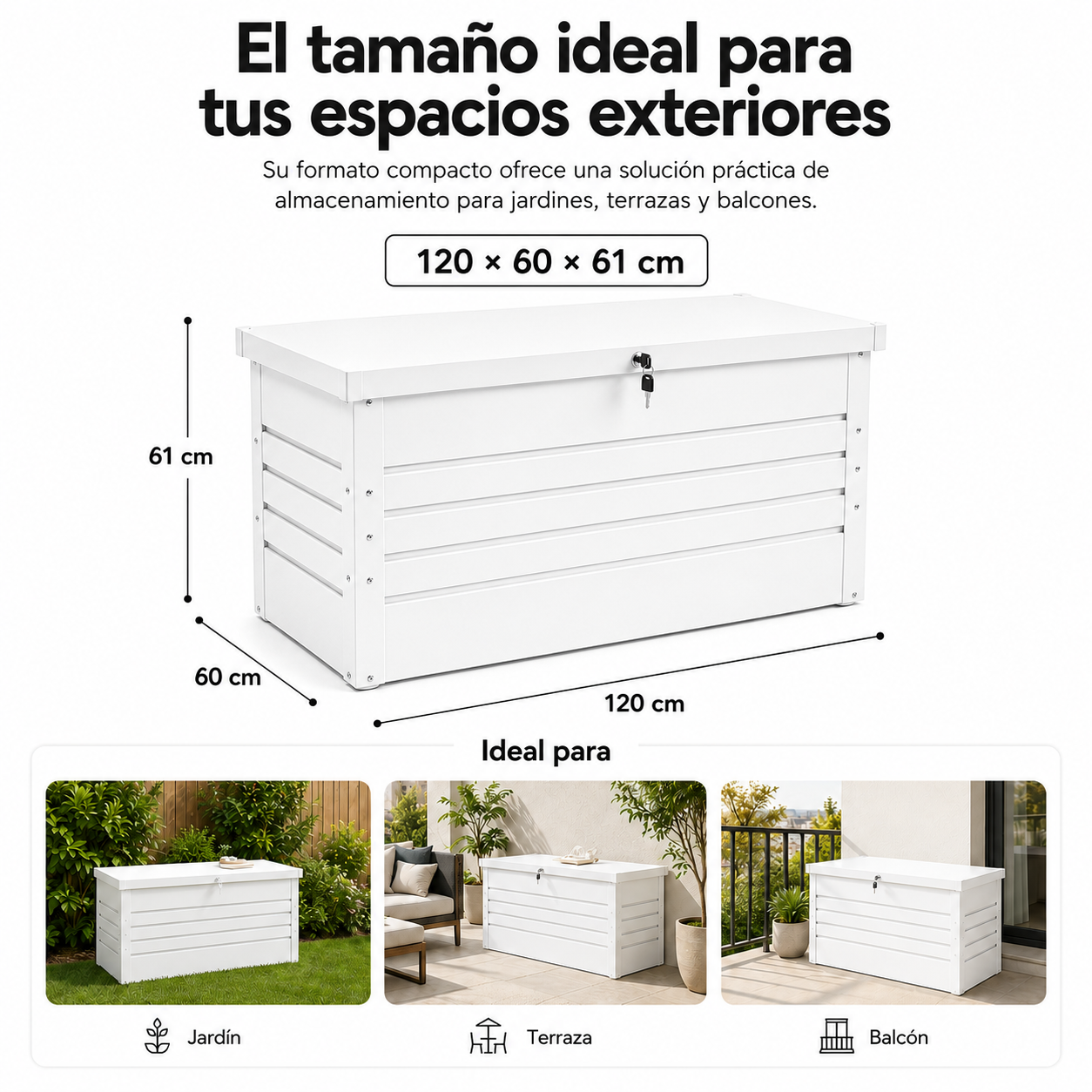 Arcón Metálico Exterior Con Tapa Hidráulica Y Cerradura Para Jardín - 6
