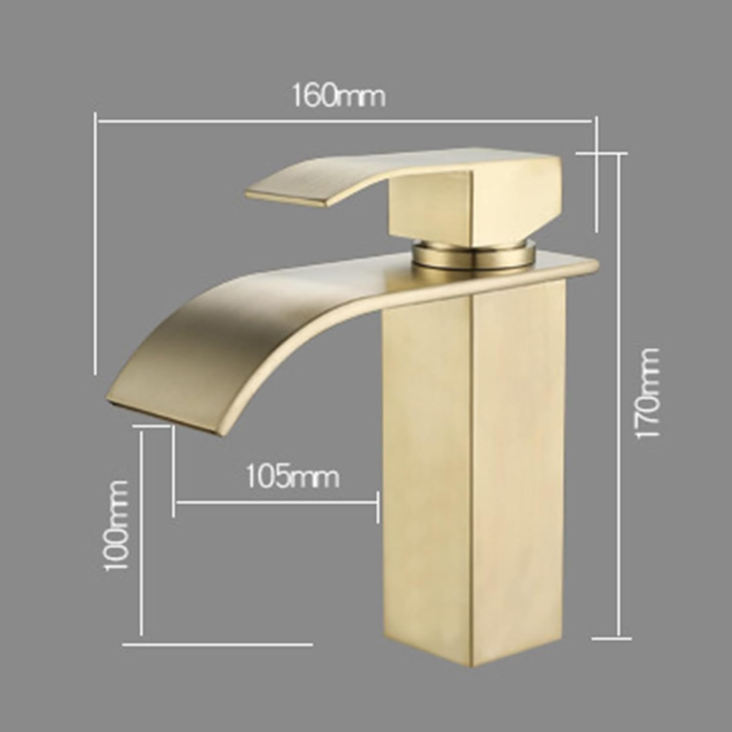 Robinet de lavabo à cascade or en acier inoxydable 304 Mélangeur chaud et froid pour salle de bains Robinet de lavabo à quart de cercle - 3