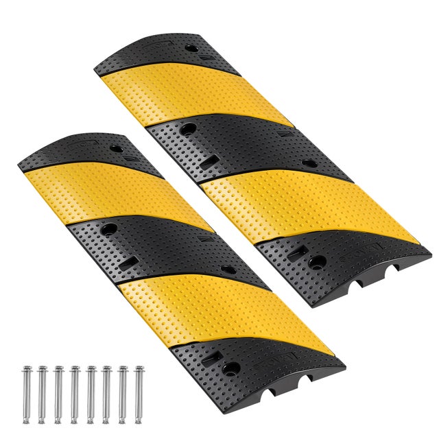 Rampe passe-câbles VEVOR, caoutchouc, 2 canaux, lot de 2, 1 m, 9 979 kg, avec vis d’expansion, pour allées et routes (asphalte/béton/gravier)