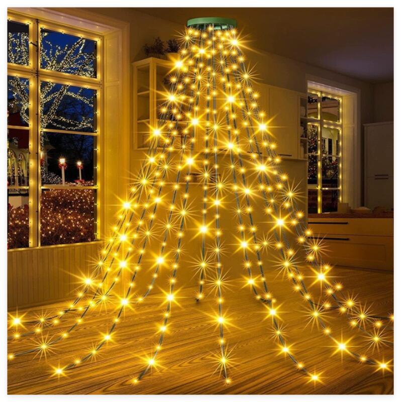 Catena Luminosa Albero Natale 480 LED 2m X16 Fili Bianco Caldo