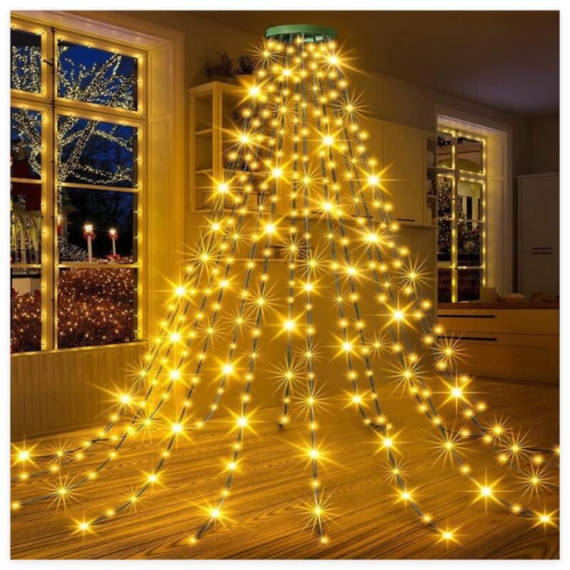 Catena Luminosa Albero Natale 480 LED 2m X16 Fili Bianco Caldo