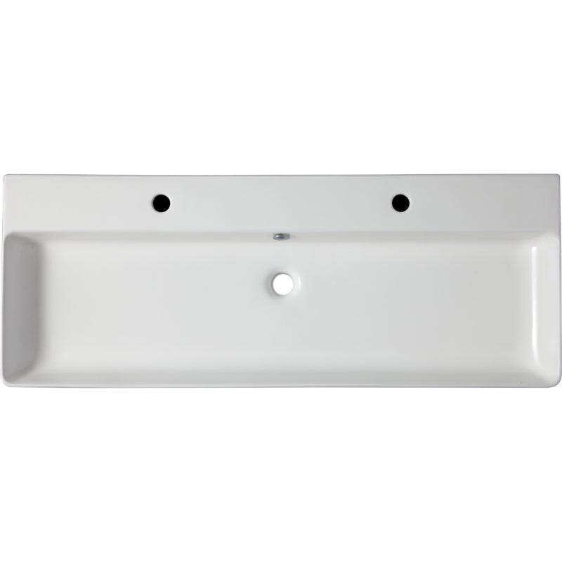 Vasque à poser ou à suspendre double robinet grande taille 110 x 42 cm - Regus - 4