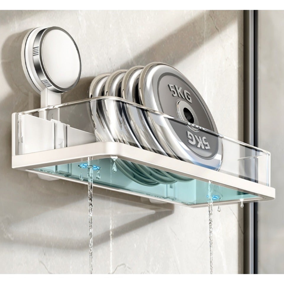 Estante con ventosa para baño – Estante de almacenamiento sin perforación para lavabo, inodoro y pared - 3