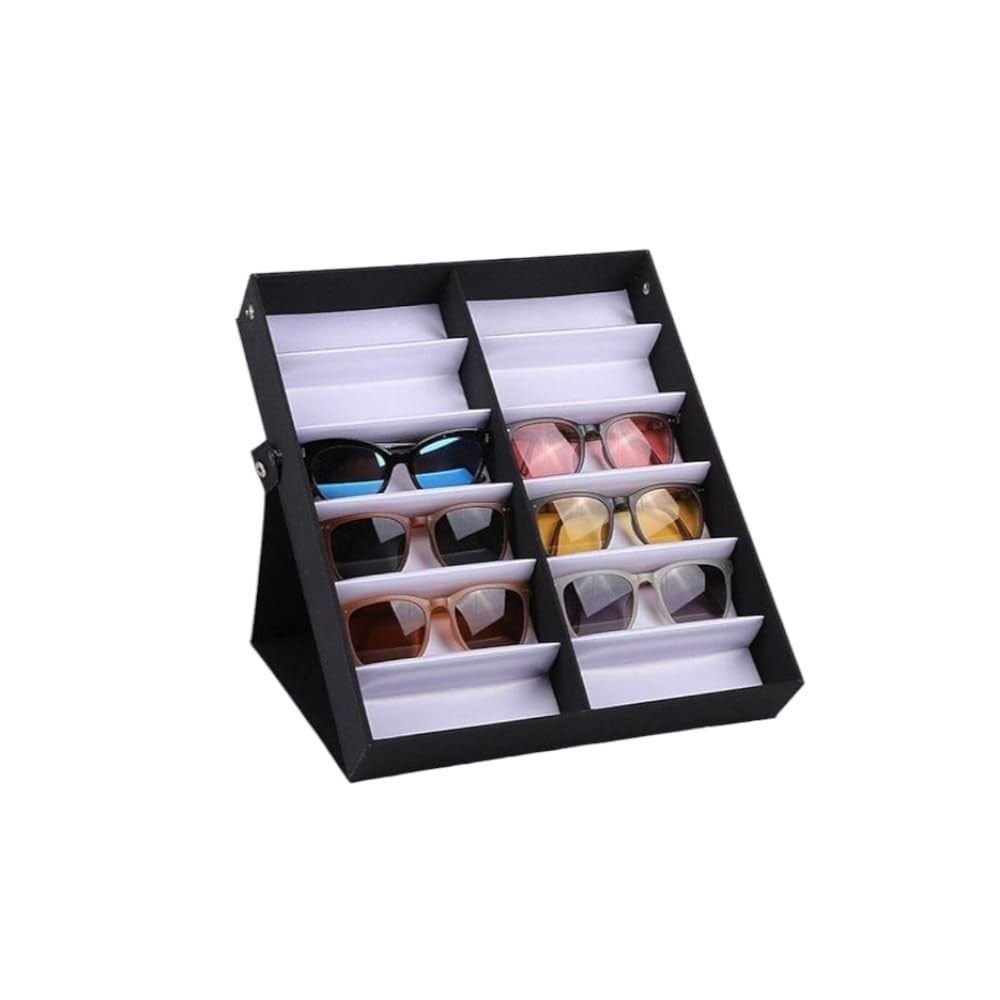 Caja exhibidor para gafas, estuche para guardar y almacenar anteojos, organizador y soporte para12 gafas