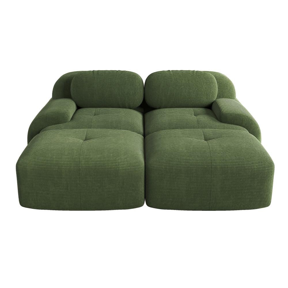 Canapé 2 places en Corduroy modulable avec Chaiselongue, Accoudoirs ergonomiques et Rembourrage élastique pour Salon et Chambre - 4