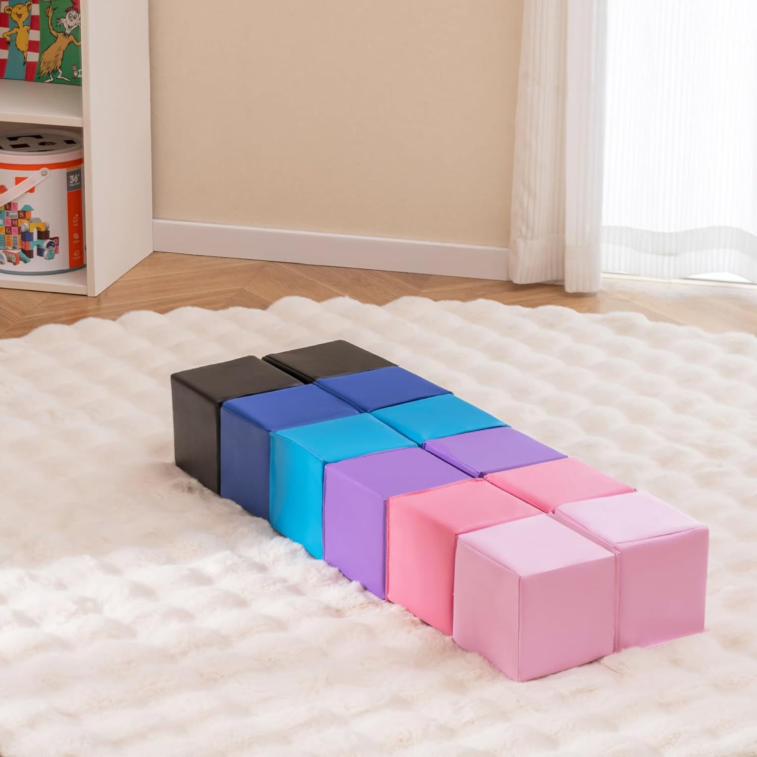 Module Motricité Bébé en Mousse EPE 12 PCS, Surface Imperméable PU, Bloc de Constructions en Mousse avec Couture Renforcée, Intérieur - 9