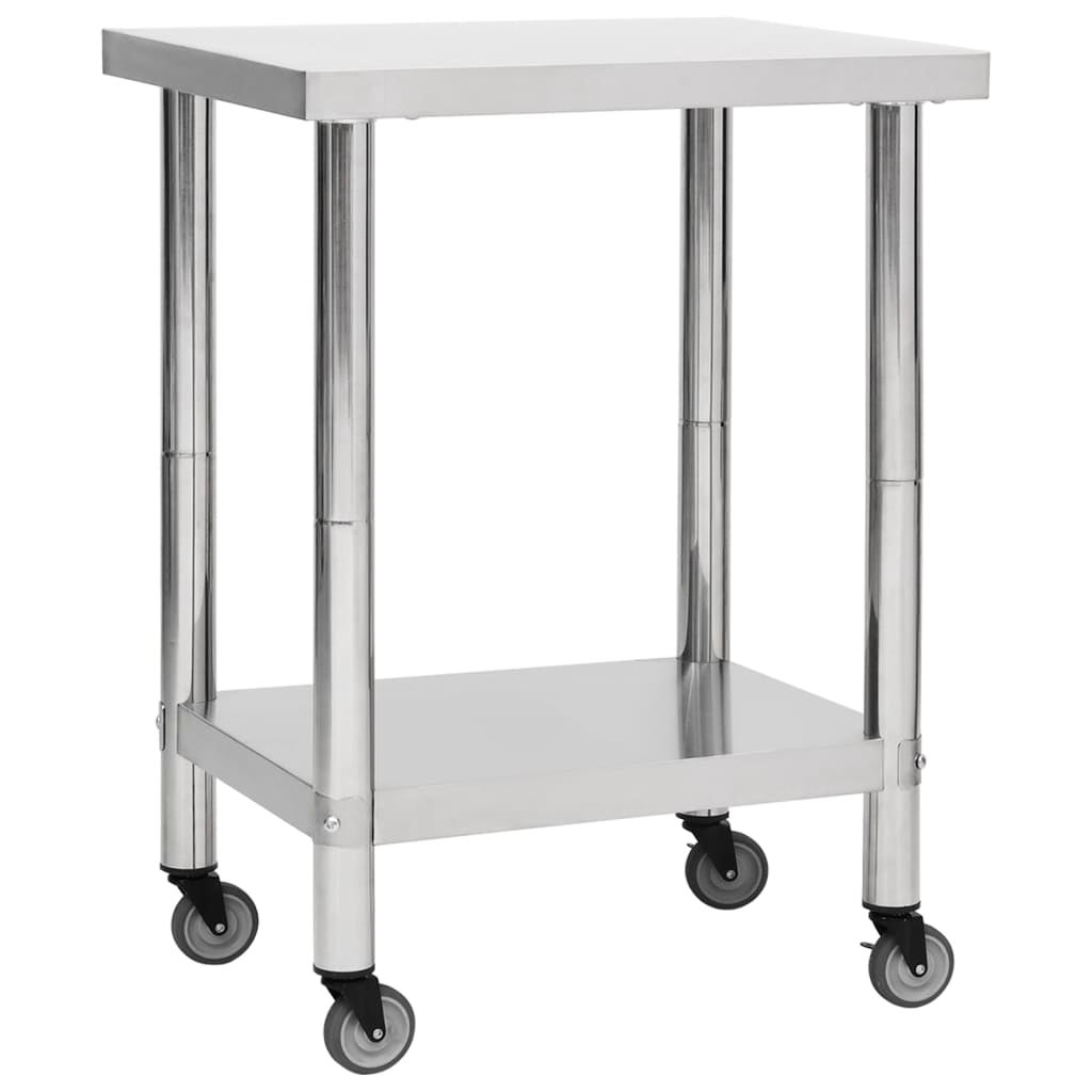 Mesa de trabajo de cocina con ruedas 80 x 30 x 85 cm acero inoxidable 02_0001915